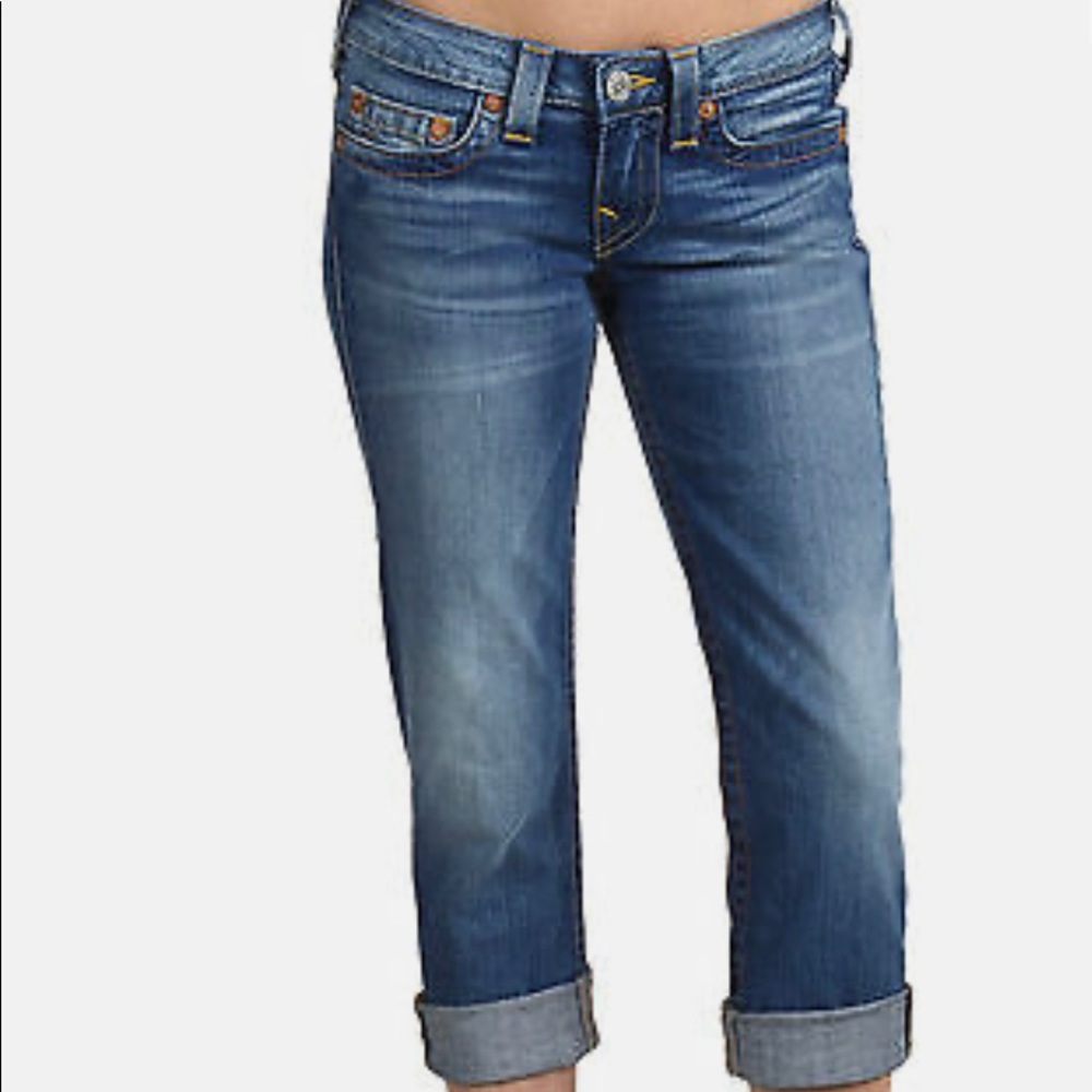 TRUE RELIGION Brand Jeans Women’s Lizzy Crop Capri Lowrise Blue Denims Size 31